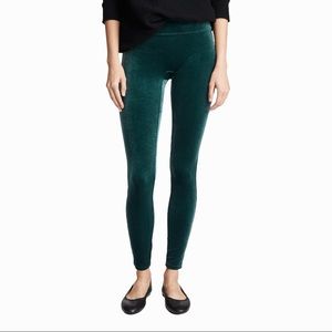 Spanx Velvet Leggings in Color Malachite